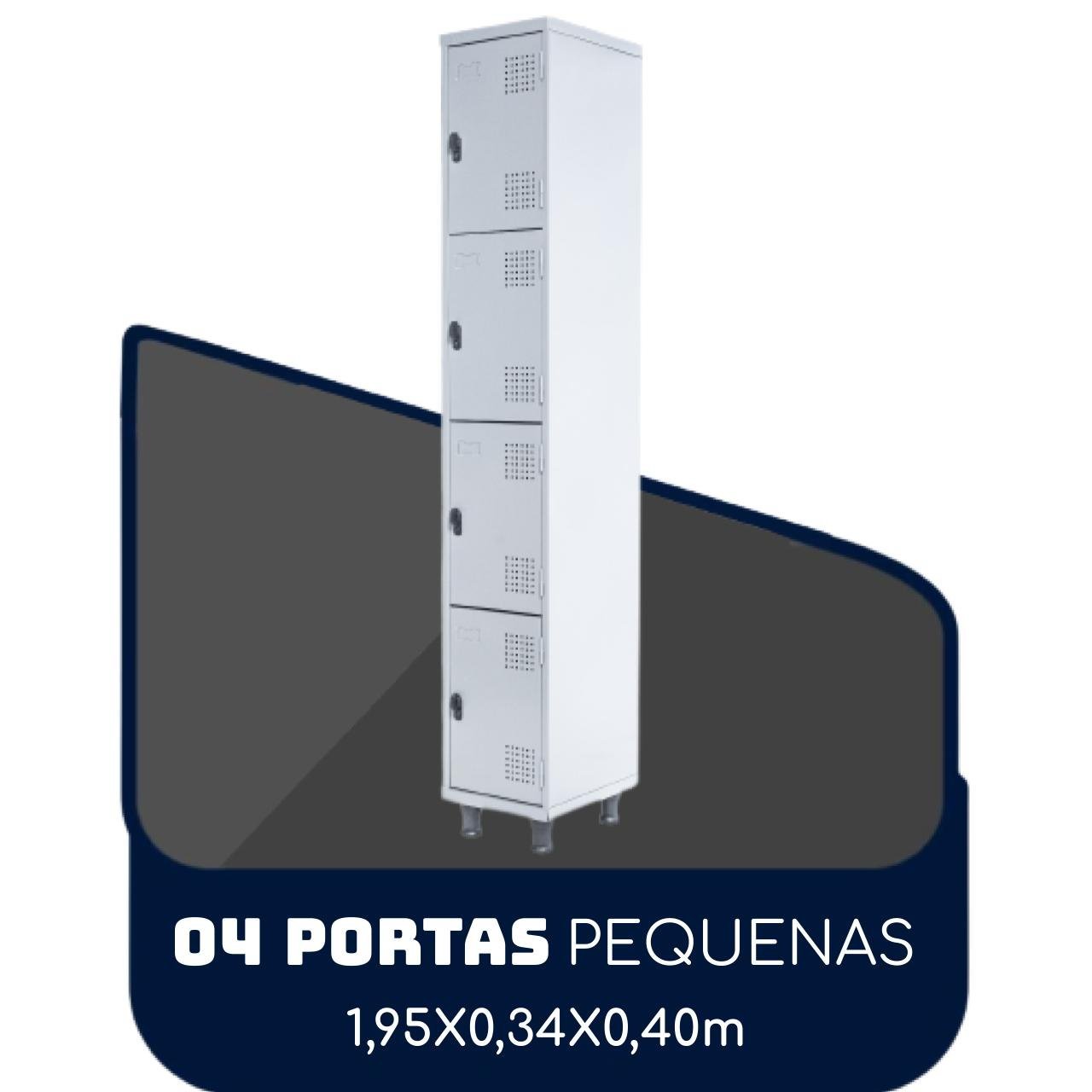 Armário Roupeiro de Aço c 04 Portas PEQUENAS 1,95×0,34×0,40m PEQUENAS – SA – CZCZ – 14011